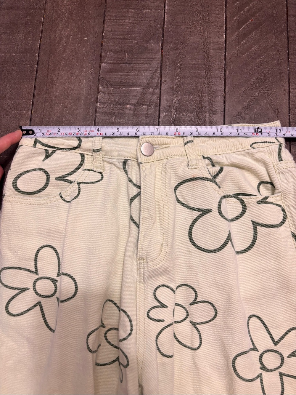 Bailey Rose light green retro like cropped Wide Leg  flower jean pants Womens 5 - Picture 6 of 8